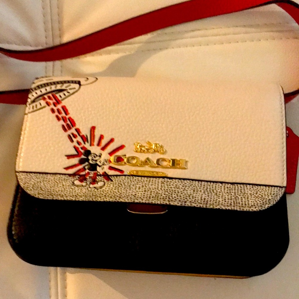 Coach X Mickey collab leather cross body purse